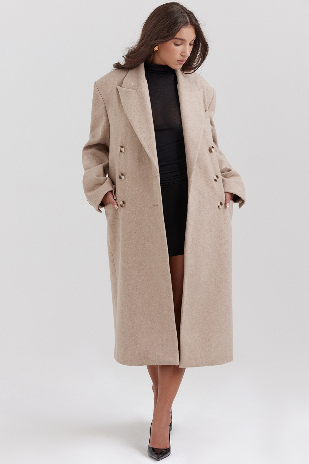 Carter, Oatmeal Double Breasted Coat - SALE