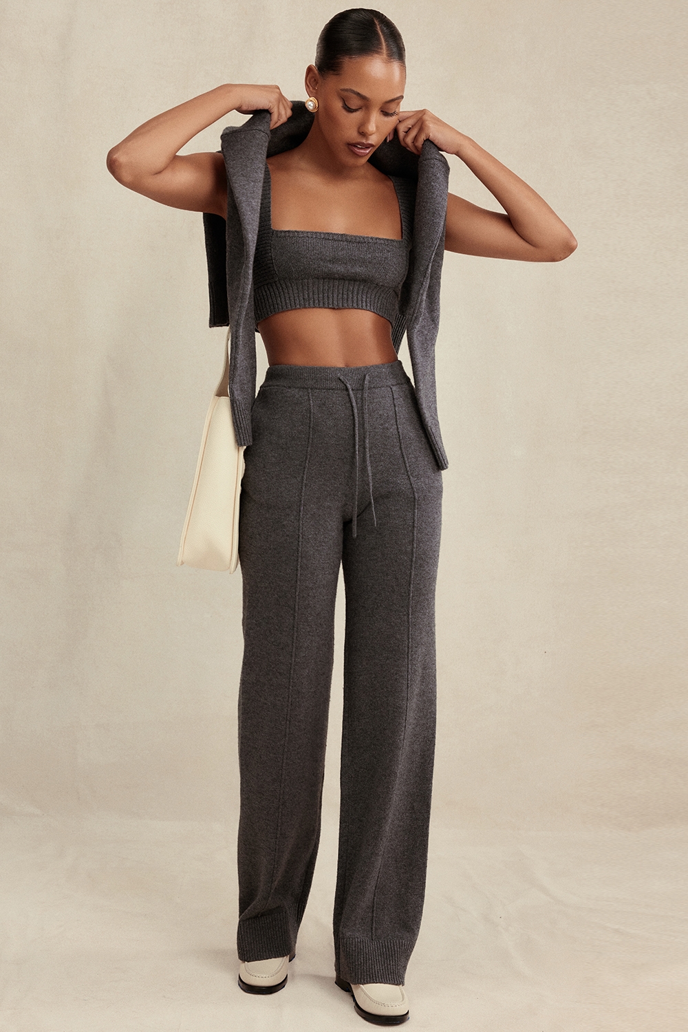 Yalina, Charcoal Cashmere Blend Trousers