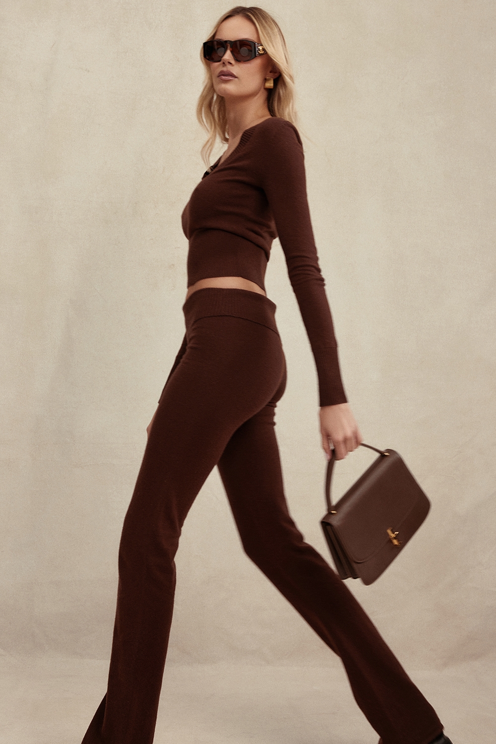 Ama, Chocolate Cashmere Blend Trousers - SALE