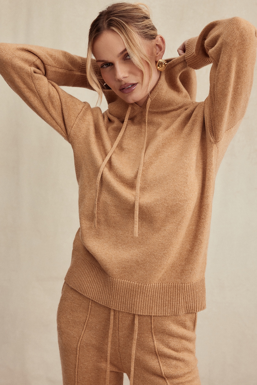 Jionni, Camel Cashmere Blend Hoodie - SALE