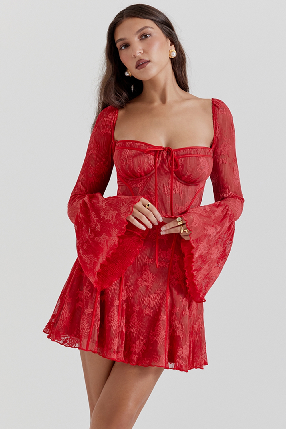 Analissa, Scarlet Lace Corset Dress