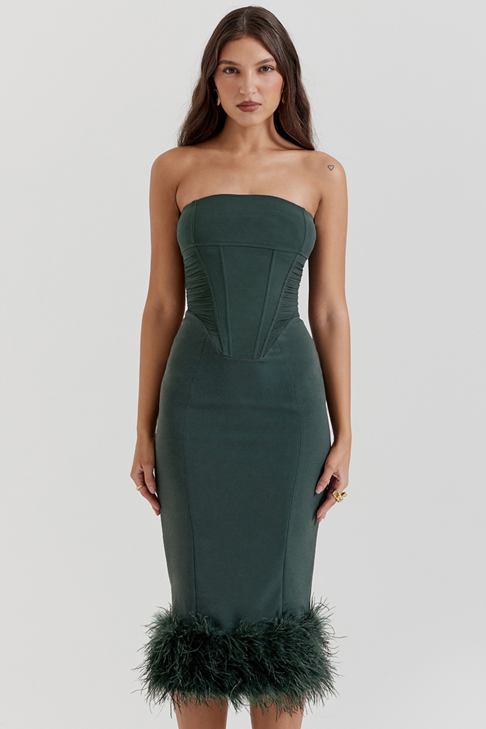 Fionula, Emerald Green Strapless Corset Dress