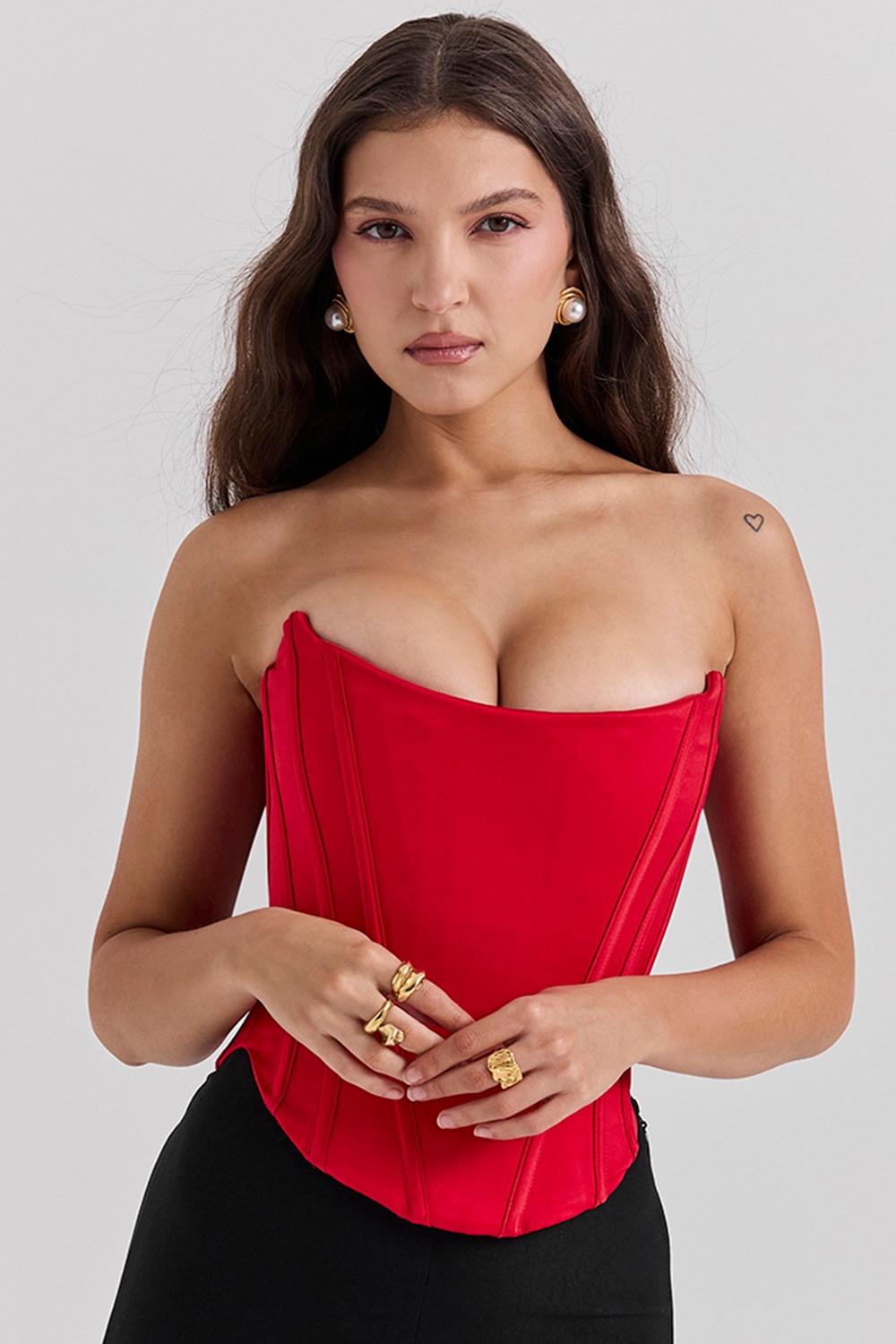 Genevieve, Scarlet Satin Lace Back Corset - SALE