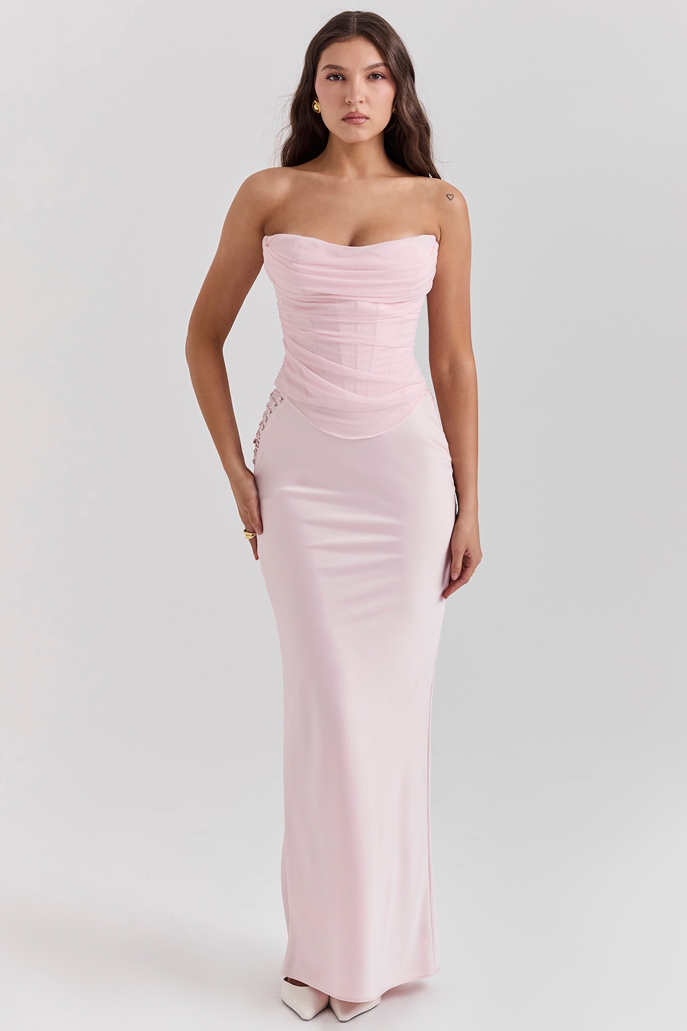 Giuliana, Ballerina Pink Satin Maxi Skirt