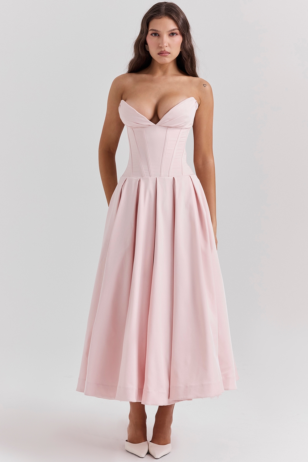 Lady, Ballerina Pink Strapless Midi Dress