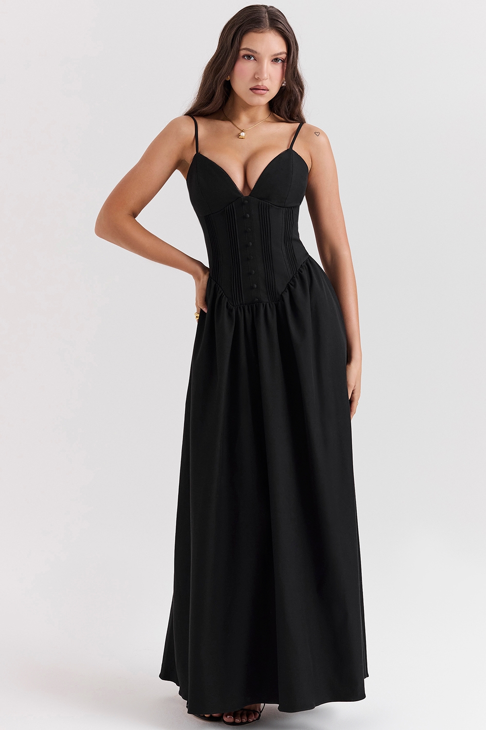 Lova, Black Corset Maxi Dress