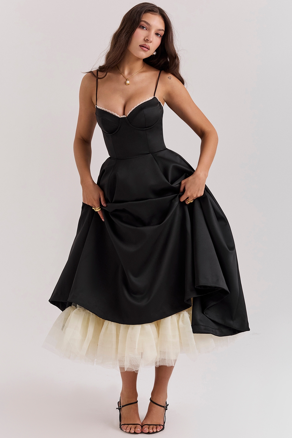 Mademoiselle, Black Tulle Midi Dress