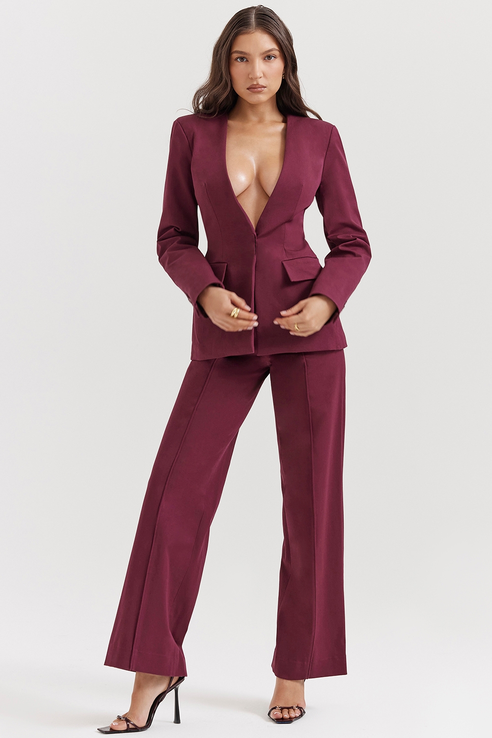 Rivi, Wine Straight Leg Trousers - SALE