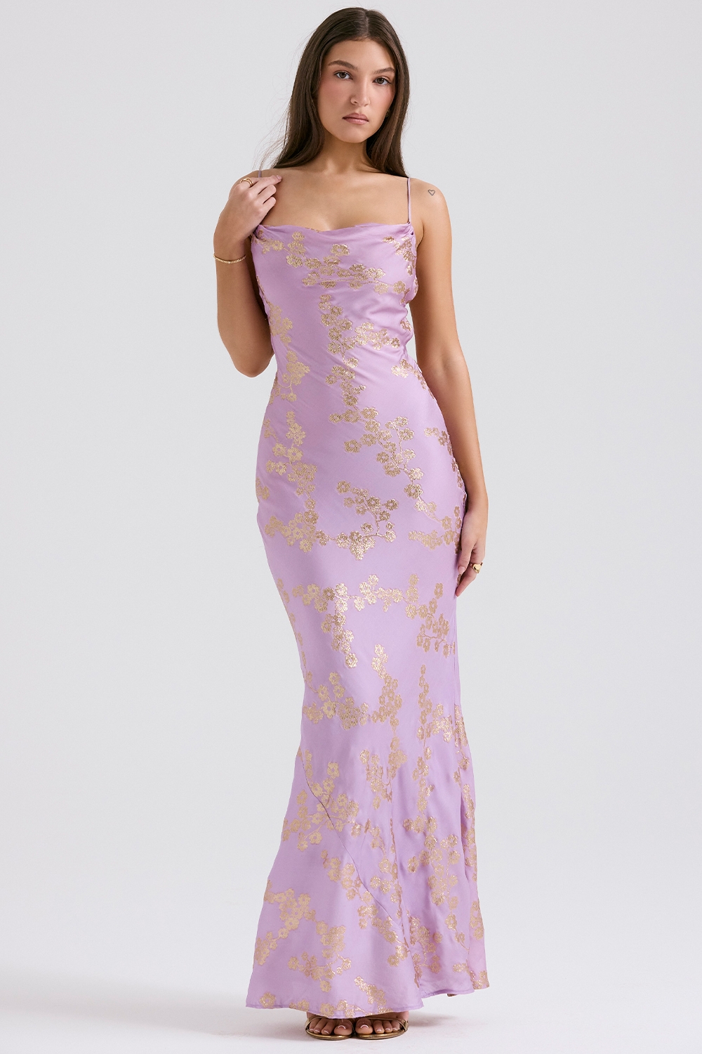 Capriana,  Orchid Jacquard Satin Gown