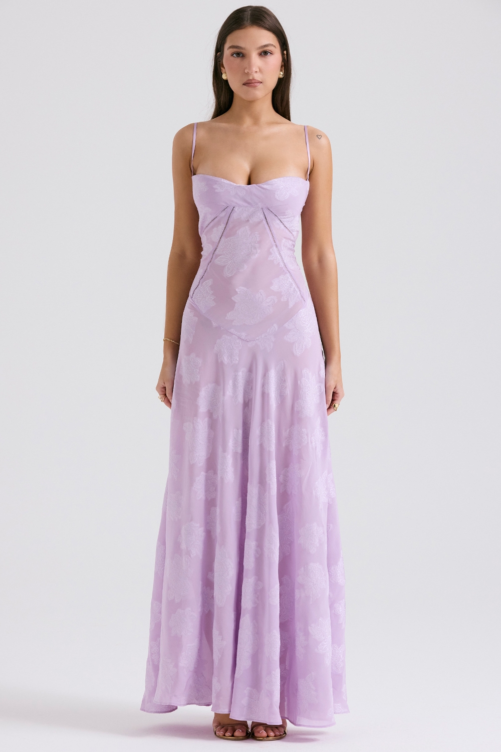 Seren, Orchid Floral Lace Back Maxi Dress