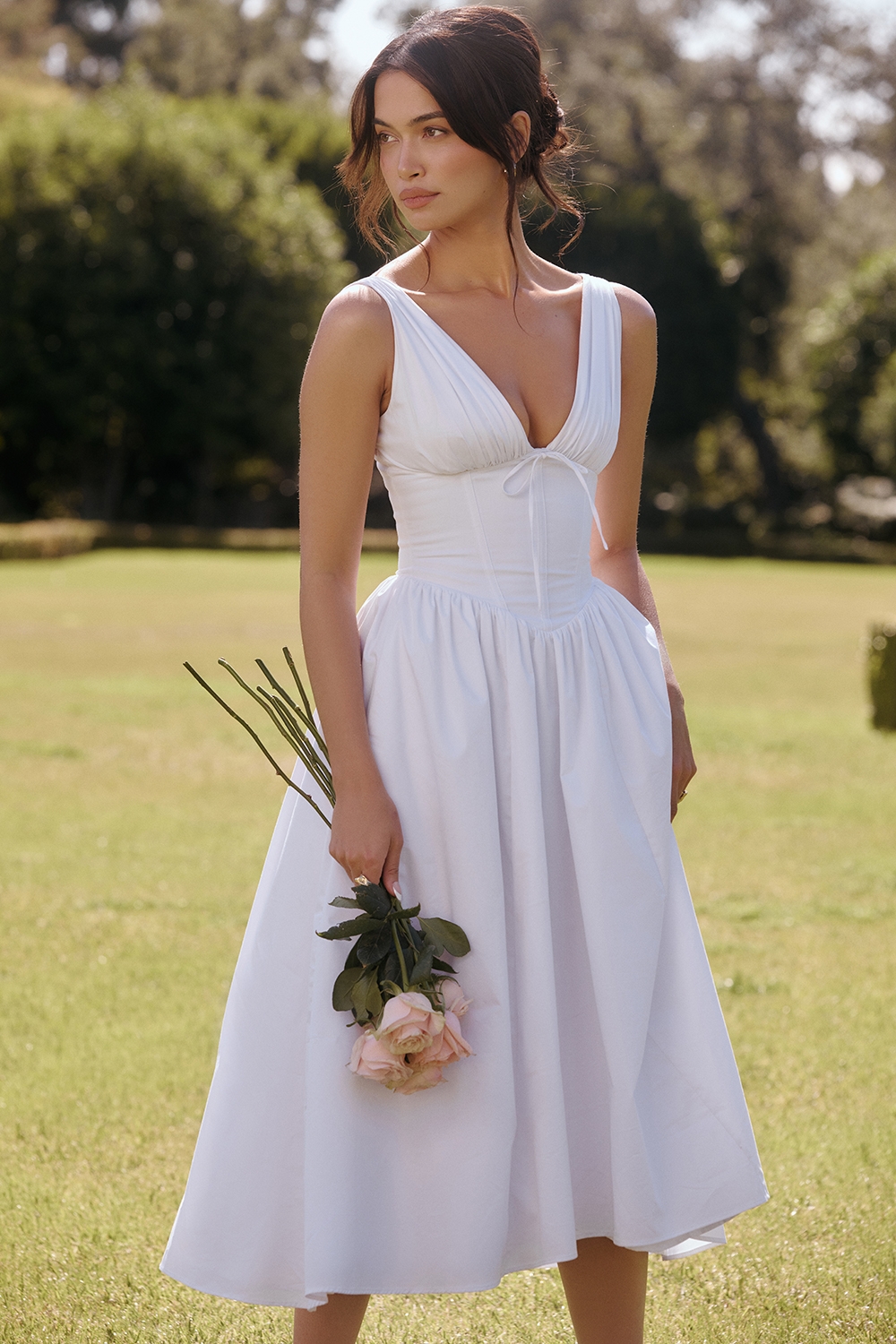 Emmelina, White Cotton Corset Sundress