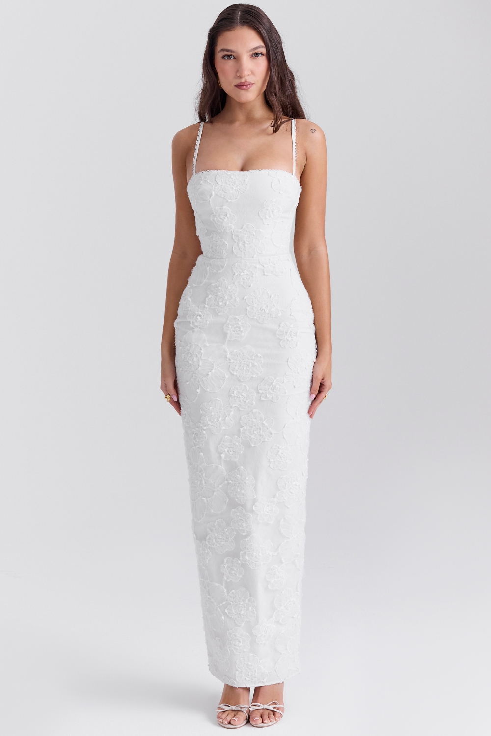 Eva, White Floral Lace Maxi Dress