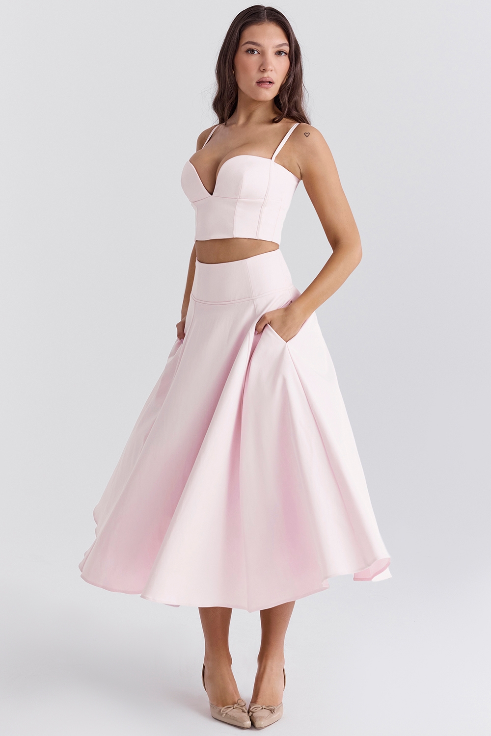 Rita, Ballerina Pink A-Line Midi Skirt