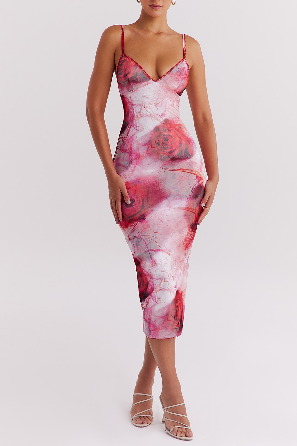 ,Mistress Rocks Rose Print Midi Dress