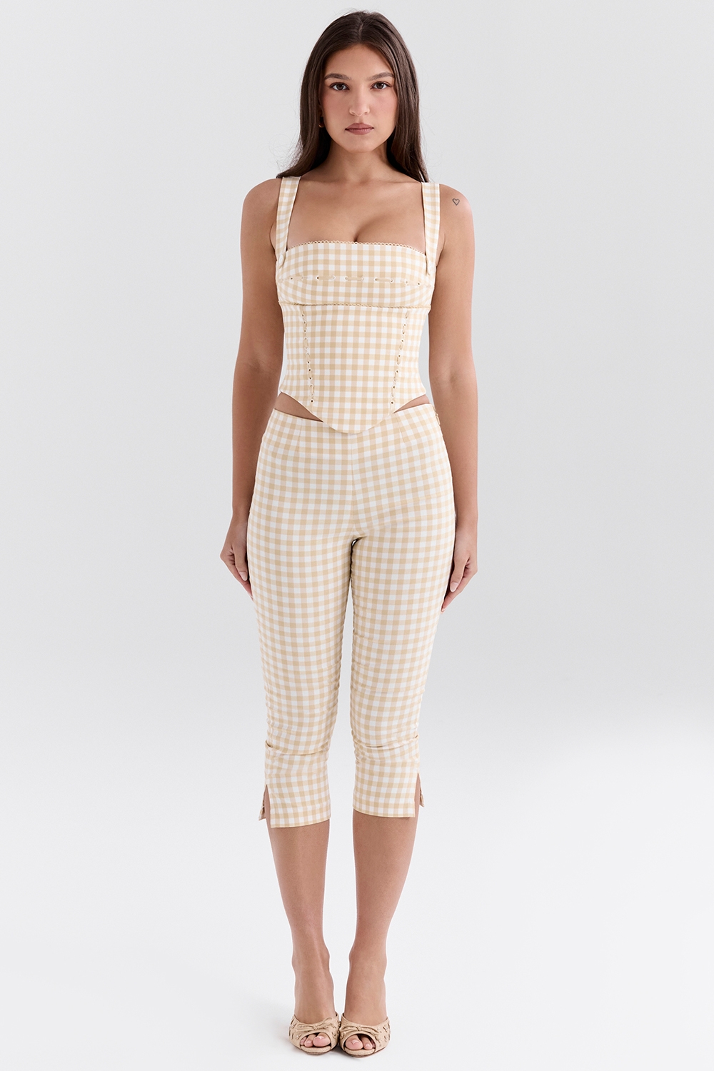 Carella, Gingerbread Gingham Capri Trousers