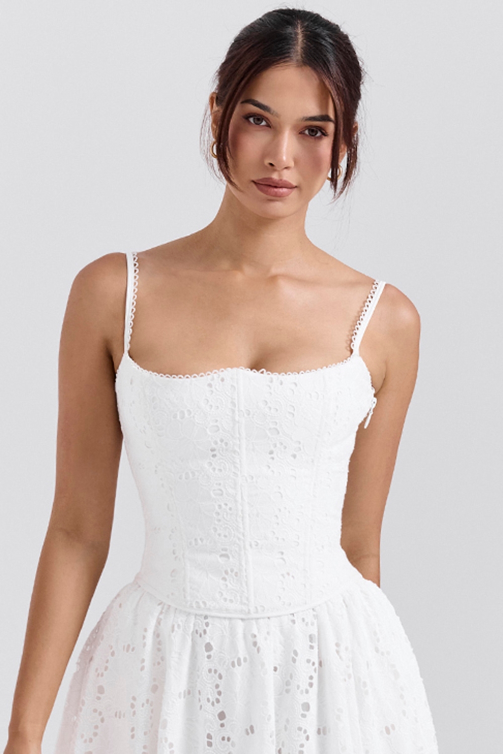 Lorina, White Broderie Anglais Corset