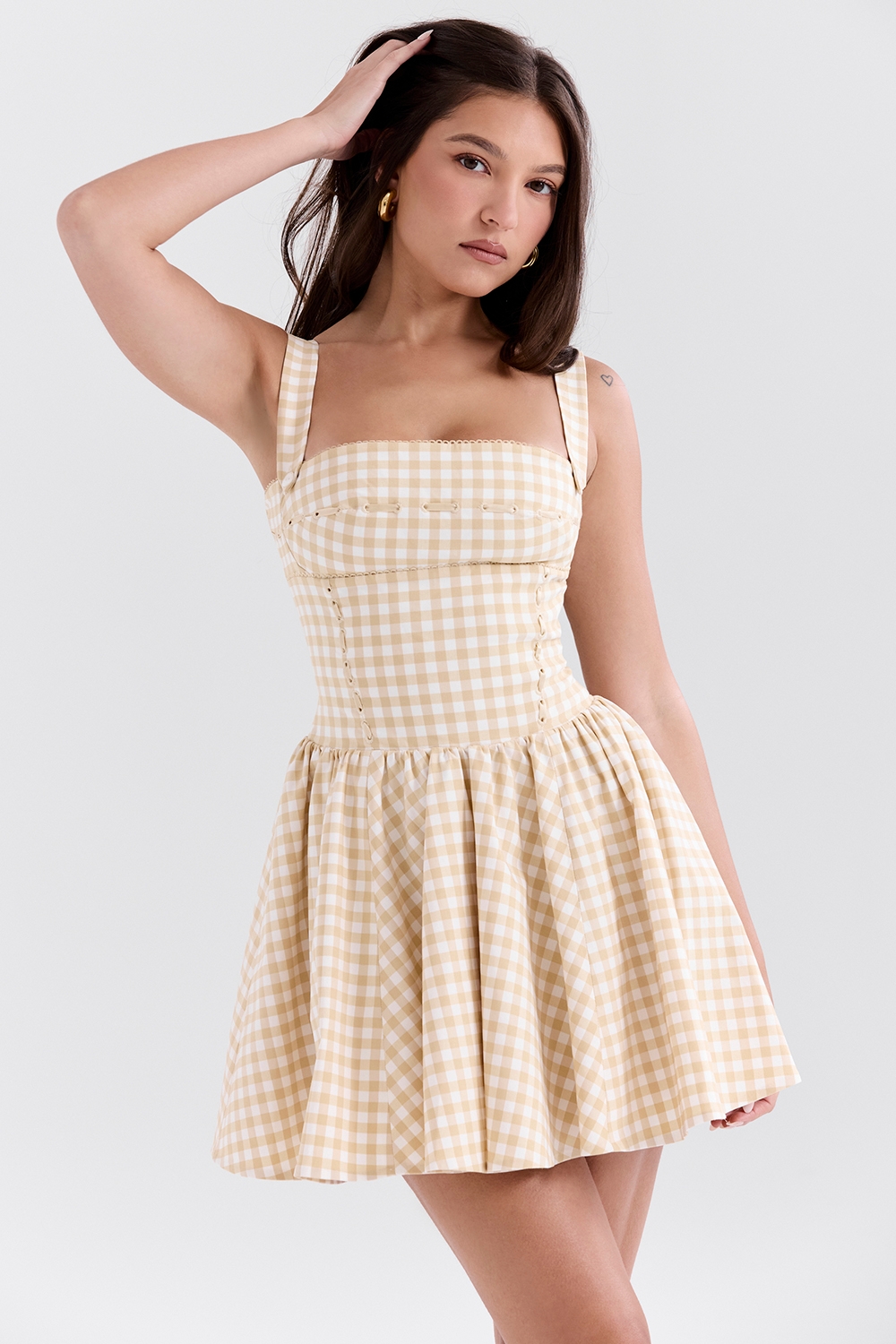 Isadora, Gingerbread Gingham Mini Dress