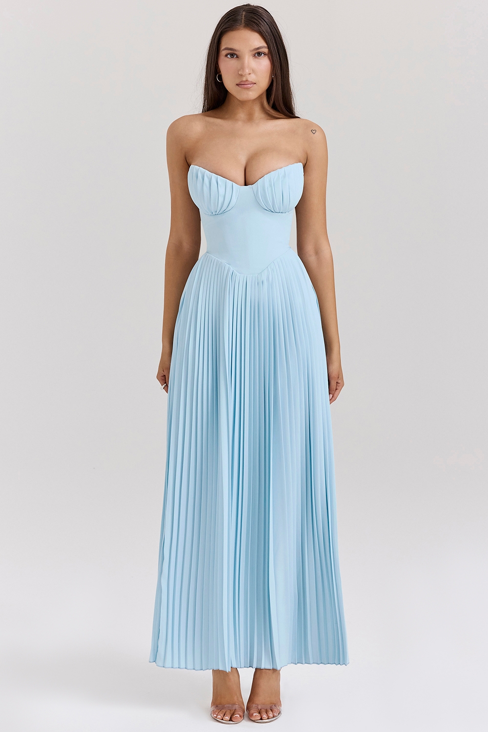 Marcella, Ocean Blue Pleated Maxi Dress