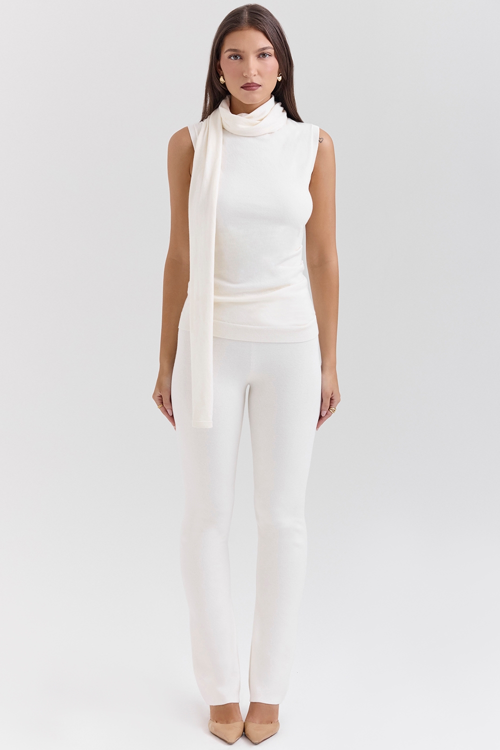 Wren, Ivory Cashmere Slim Cigarette Pants