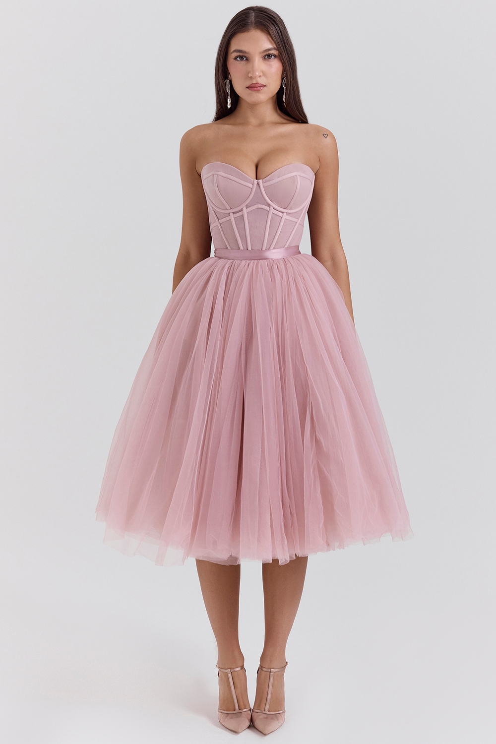 Darling, French Rose Tulle Midi Dress