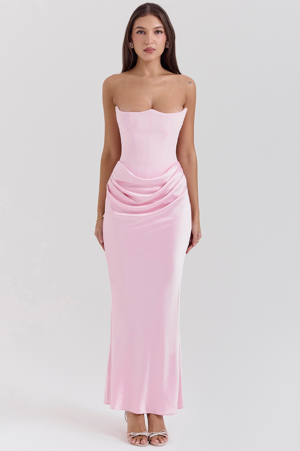 Persephone, Rose Shadow Strapless Corset Maxi Dress