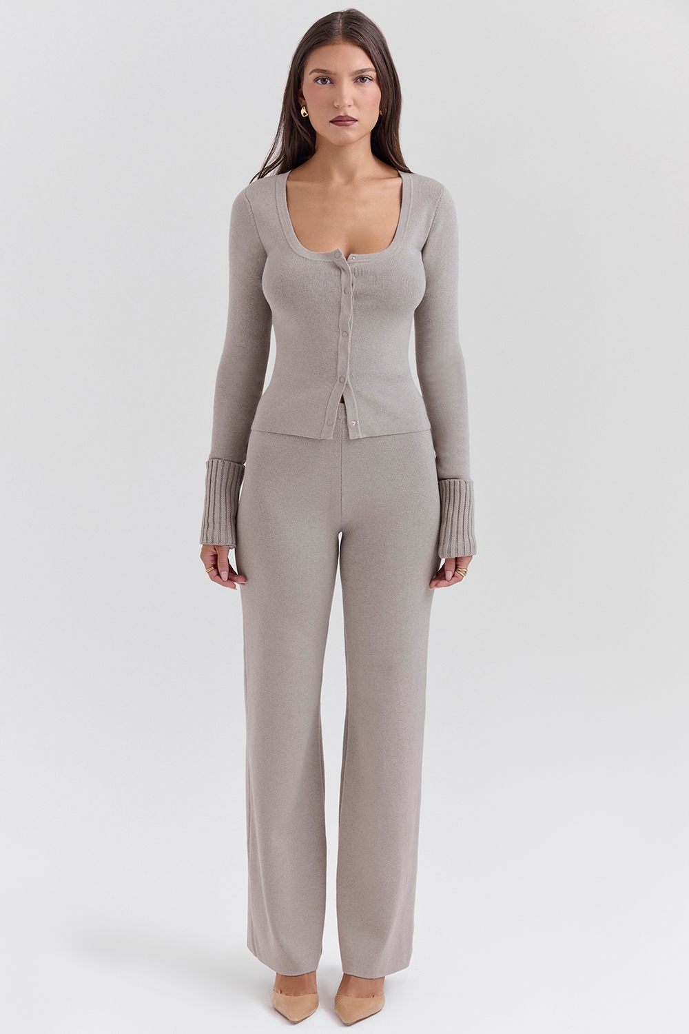 Hunter, Grey Cashmere Straight Leg Trousers