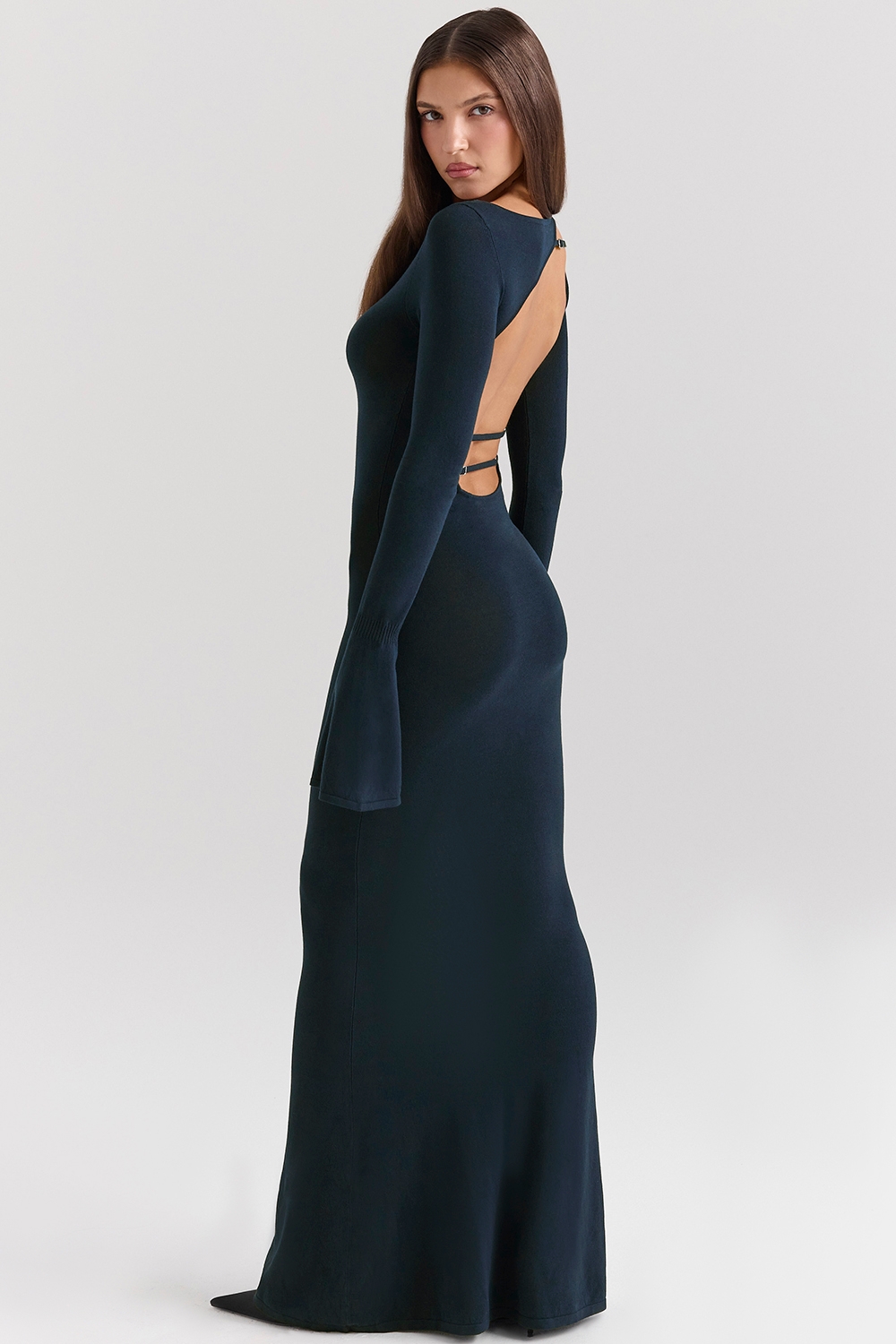 Christiane, Midnight Blue Silky Knit Maxi Dress