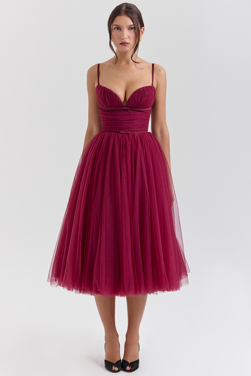 Countess, Cabernet Tulle Midi Dress