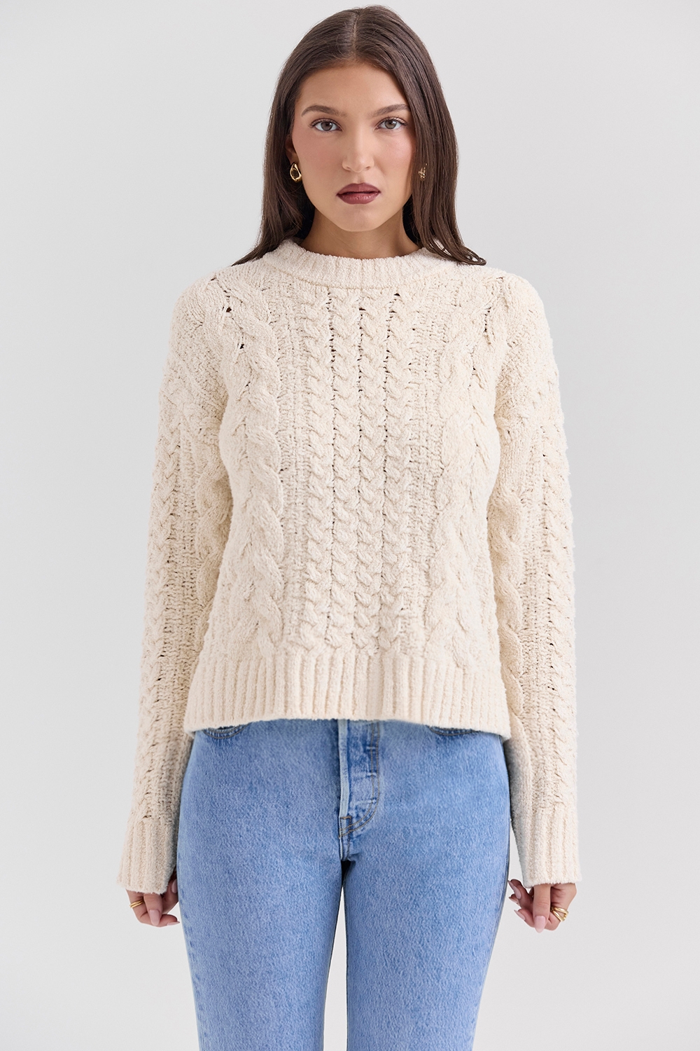 Jasper, Cream Chunky Cable Knit Sweater