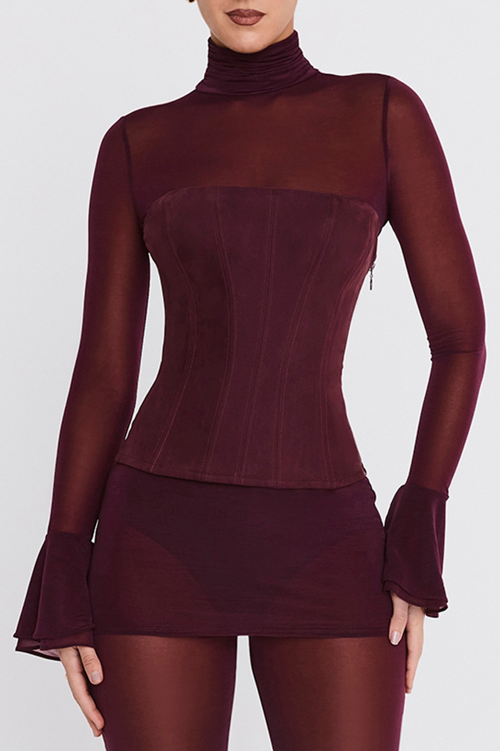 ,Mistress Rocks Dark Plum Corset Top - SALE