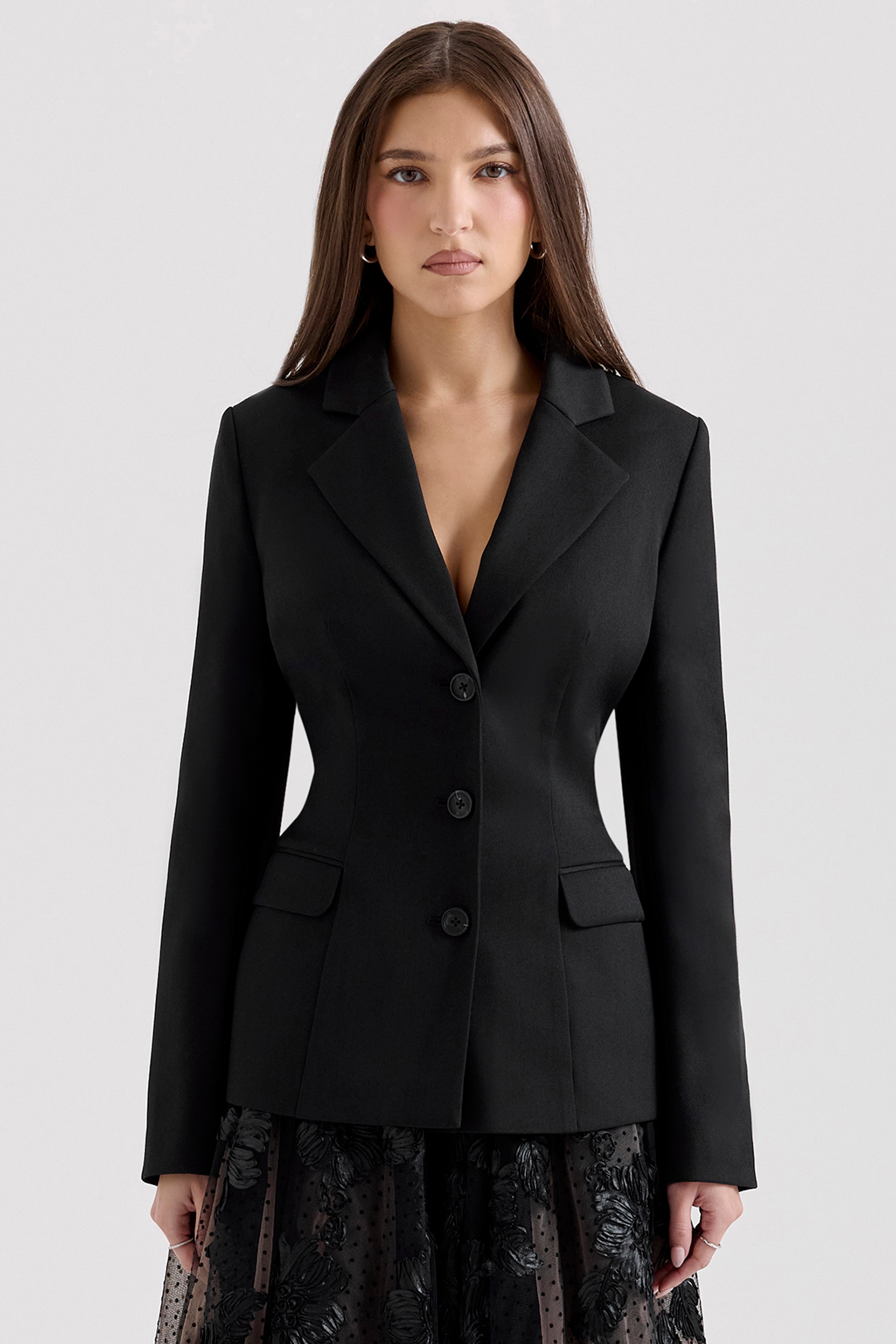 Aviva, Black Tailored Hourglass Jacket