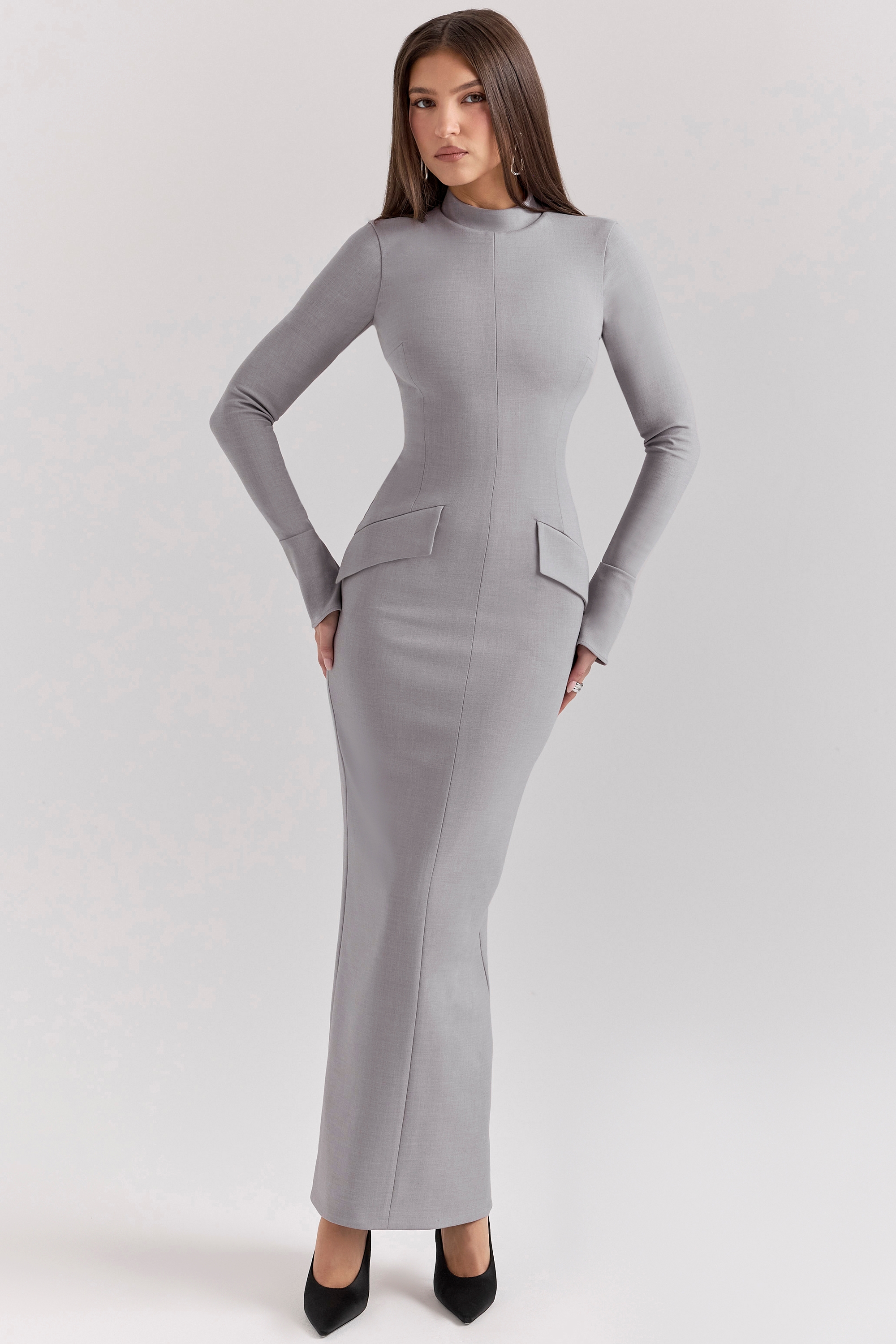 Marie-Louise, Light Grey Bodycon Maxi Dress