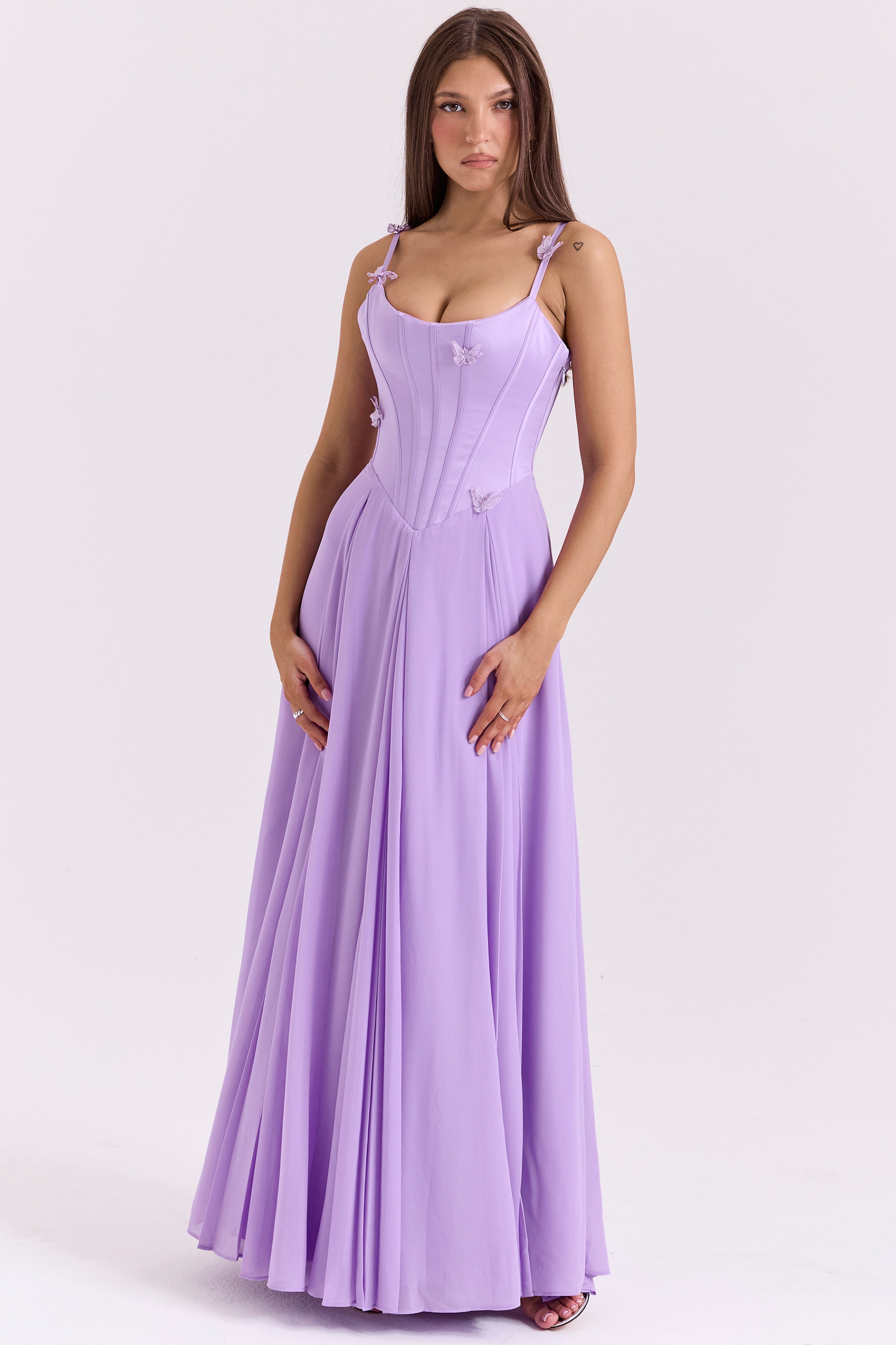 Pascha, Orchid Butterfly Corset Maxi Dress