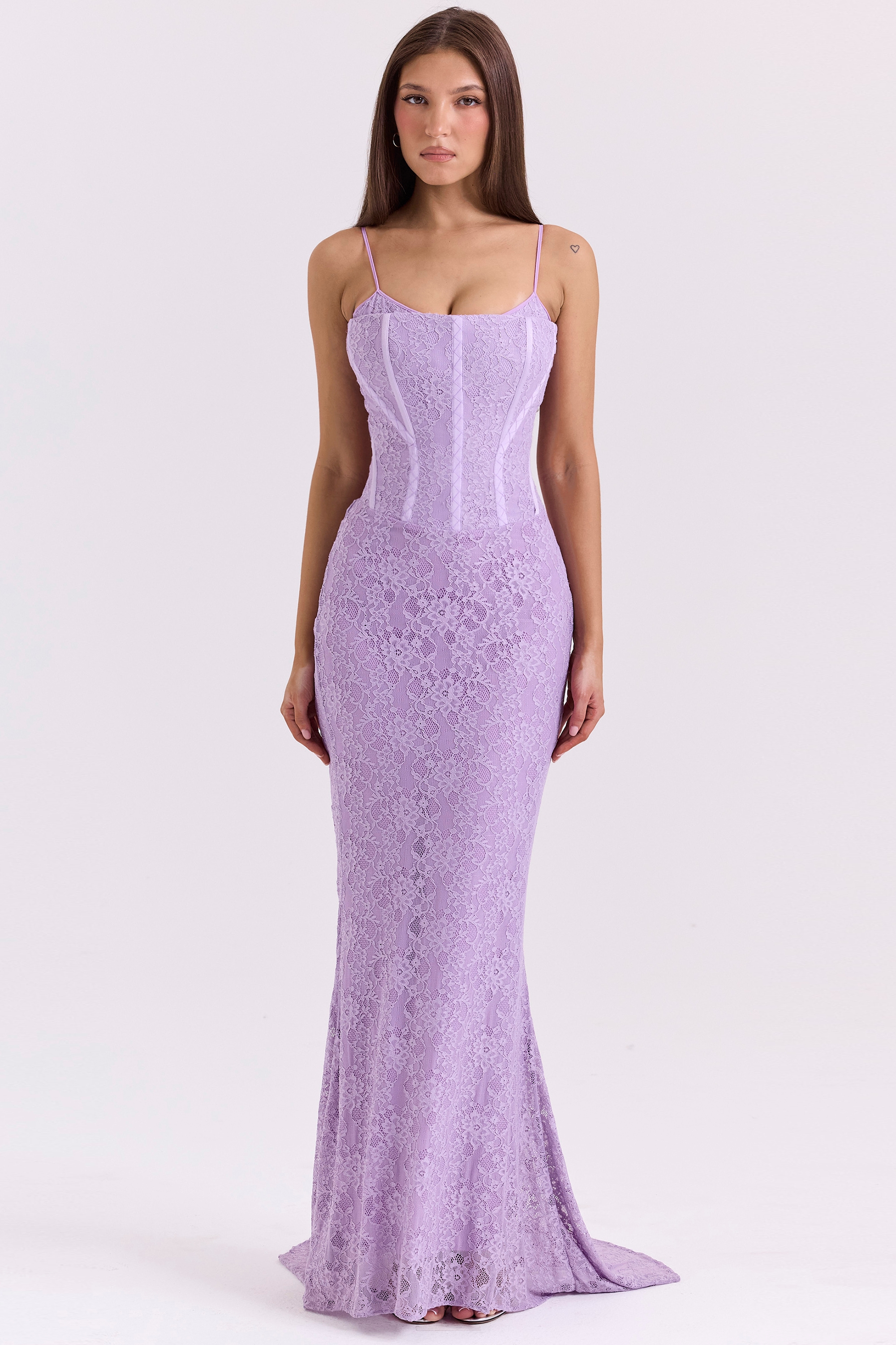 Antonina, Orchid Lace Corset Maxi Dress