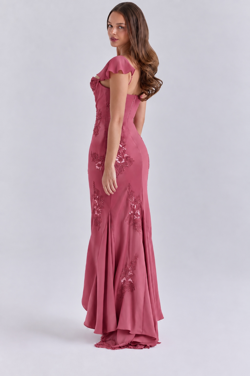 Arabella  Rose Pink Satin Embellished Maxi Gown - Limited Edition — image 6