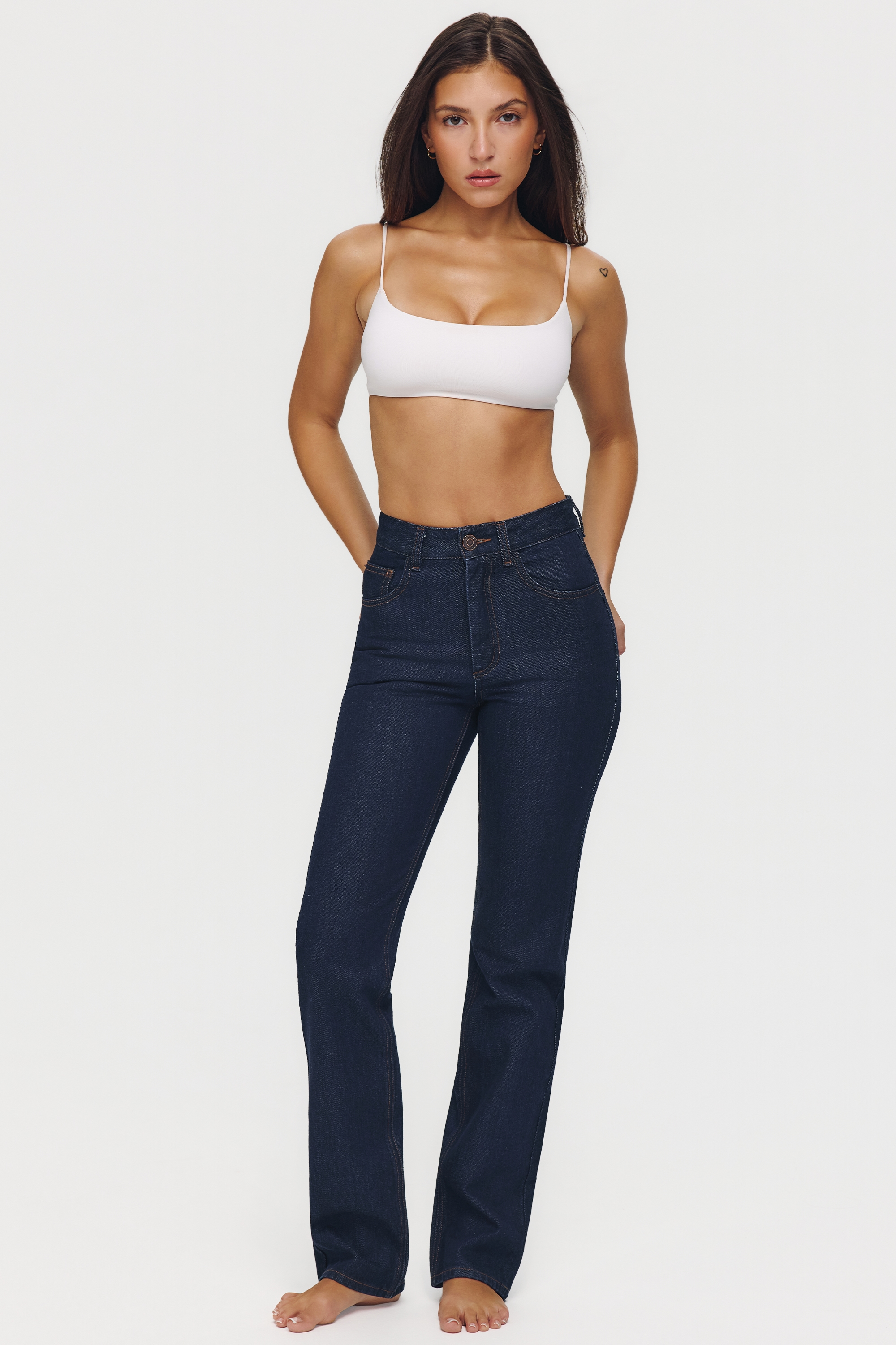 The Classic Dark Wash Mid-Rise Slim Bootcut Jeans