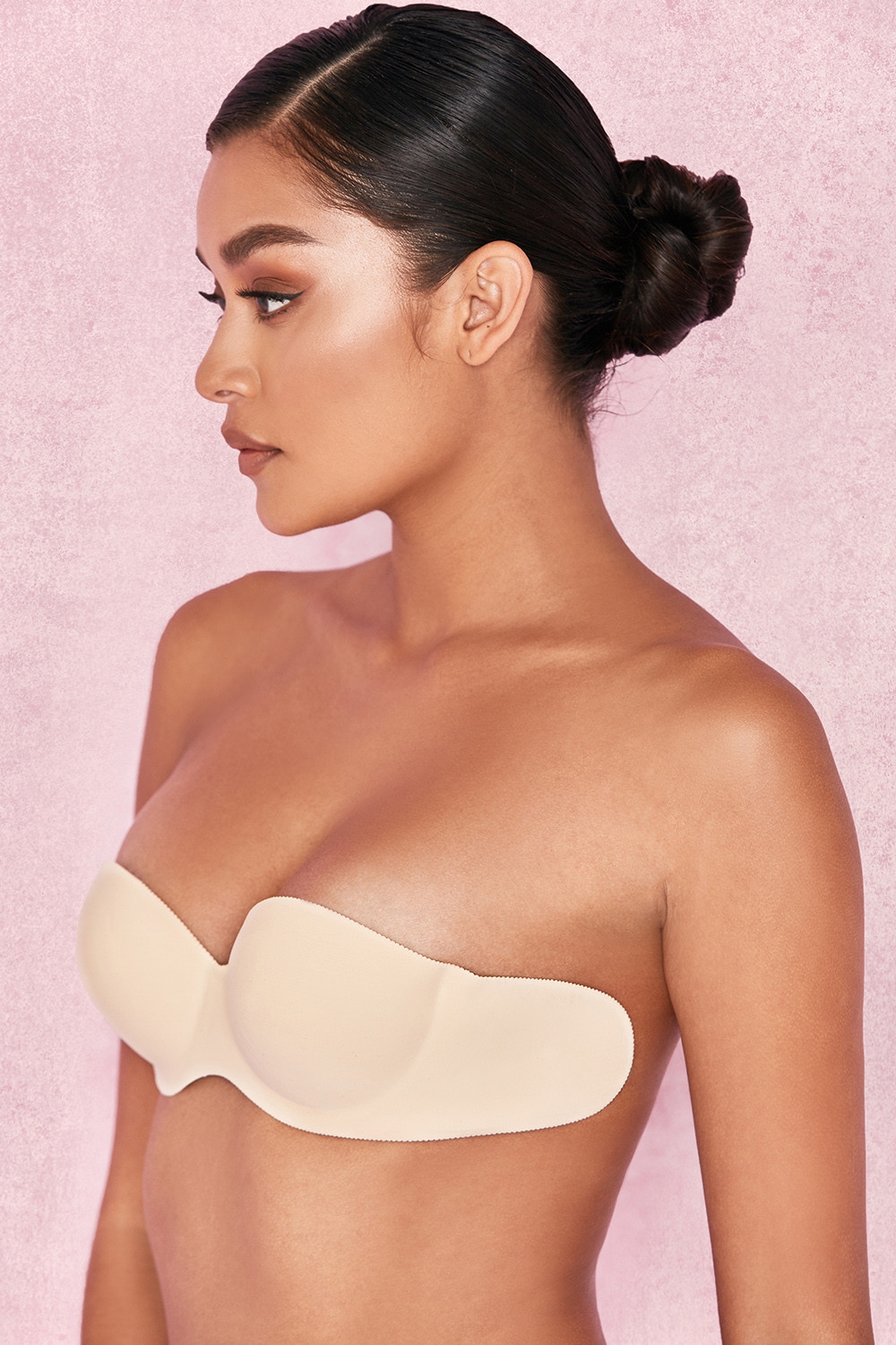 Strapless Backless Moulded Sticky Bra - Beige,