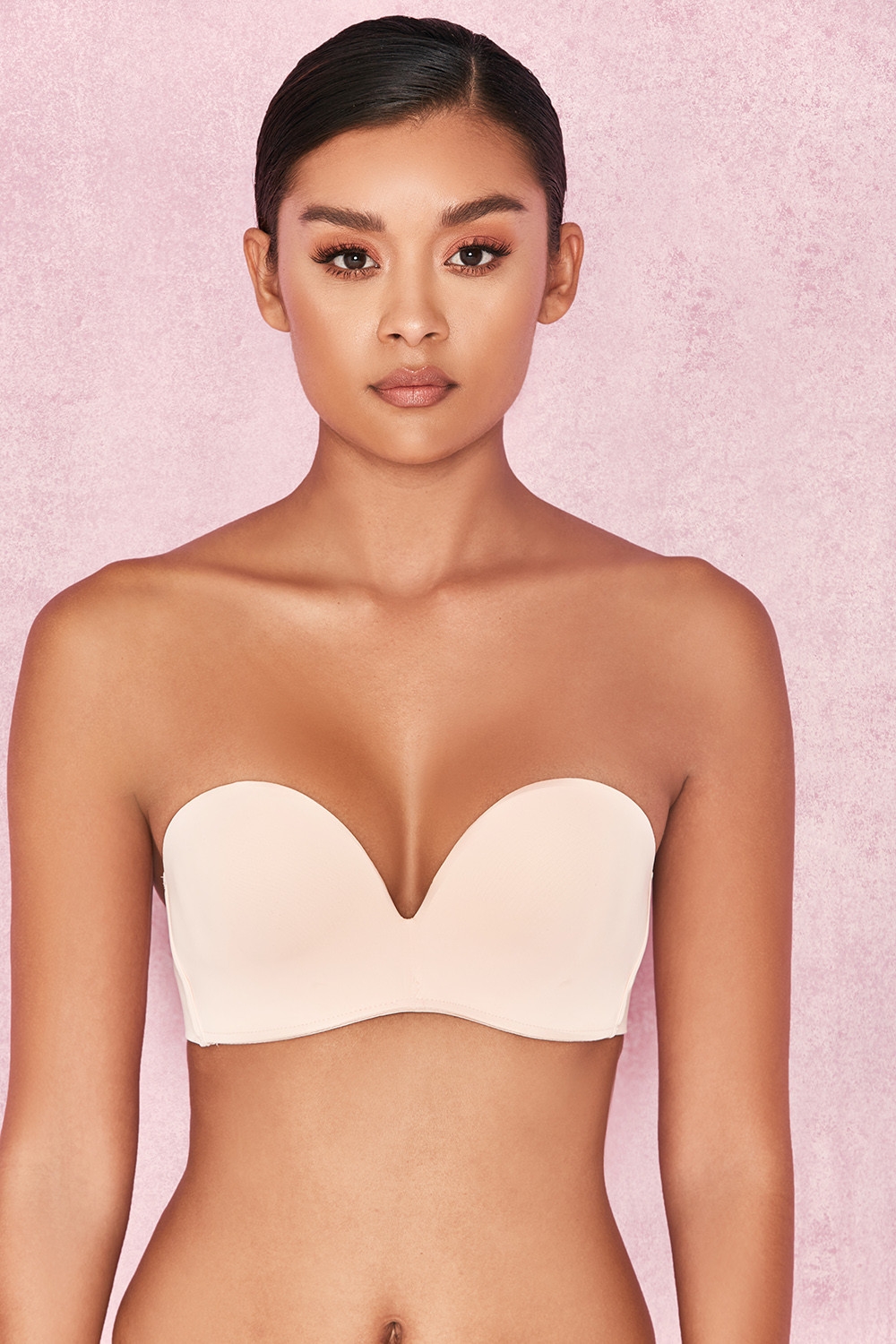 Smooth, Plain Molded Strapless Bra - Beige