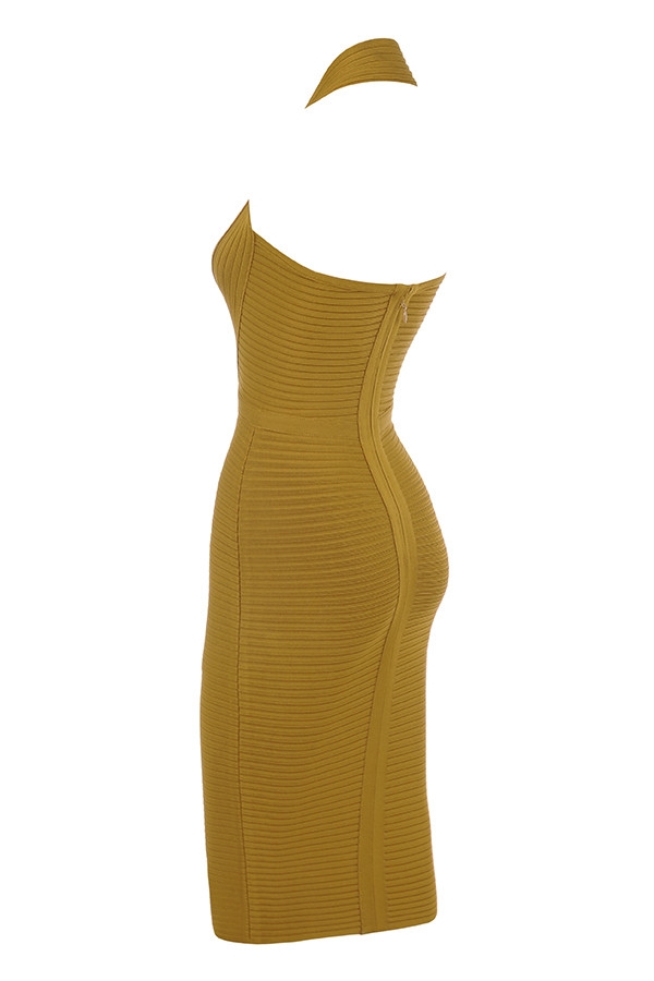 slim fit dress slacks Mustard Yellow Halter Dress – Flattering Fit