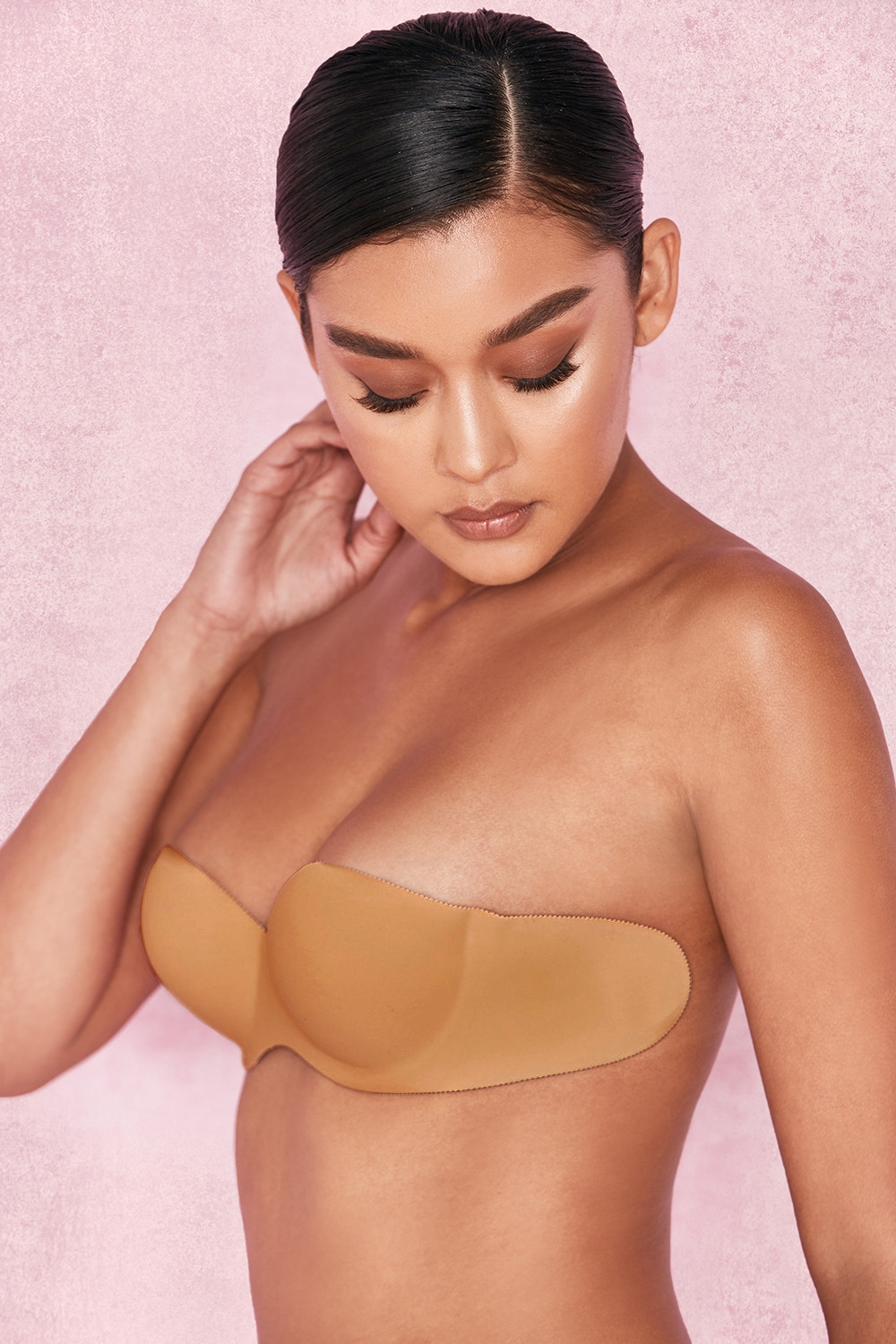 Strapless Backless Moulded Sticky Bra - Caramel,