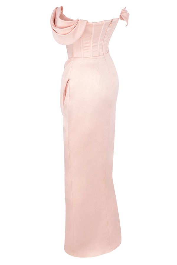Genevieve  Blush Satin Off Shoulder Gown — image 17