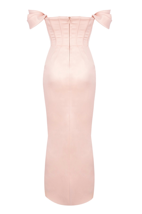 Genevieve  Blush Satin Off Shoulder Gown — image 18
