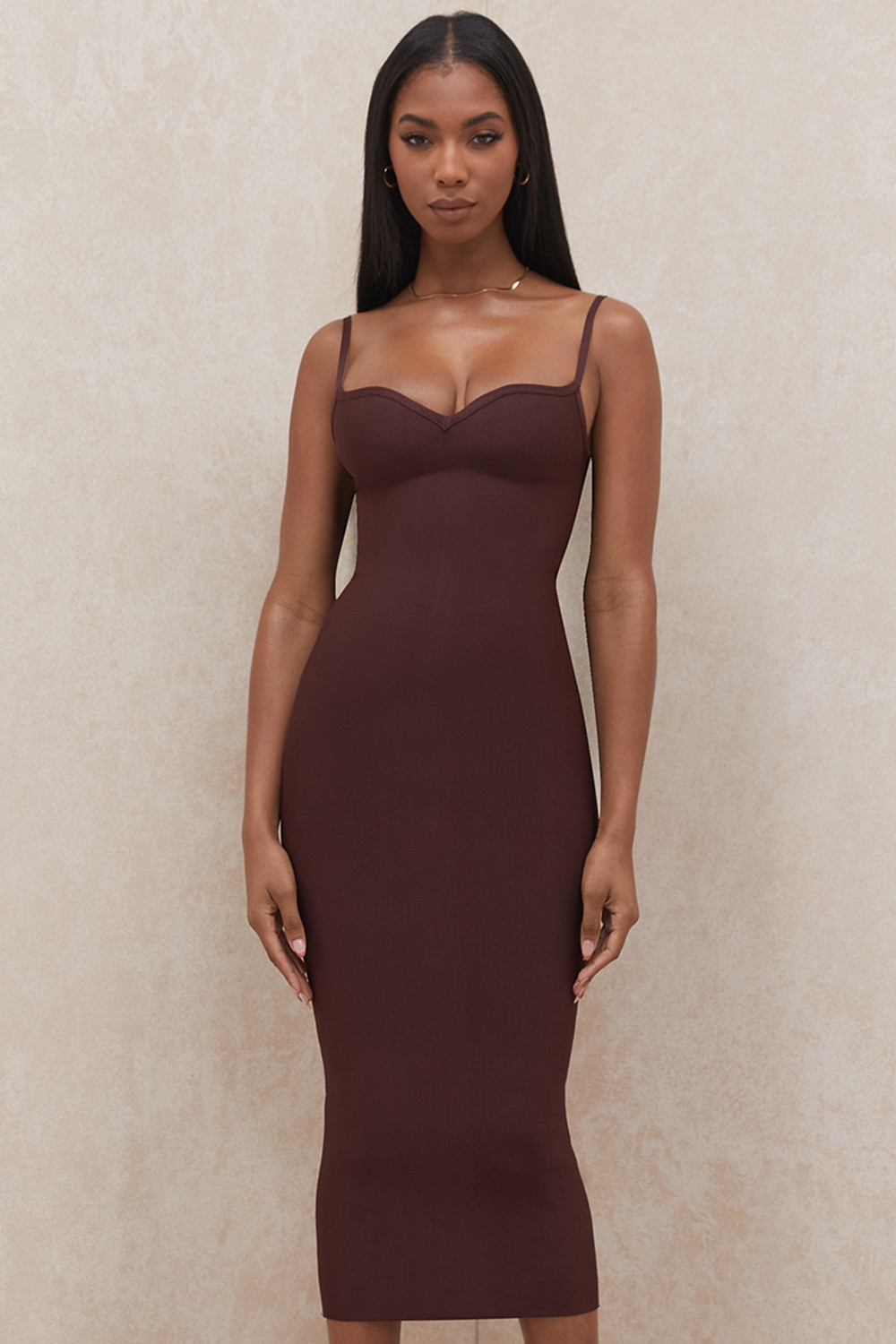 Clothing : Bandage Dresses : 'Domenica' Raisin Sweetheart Neckline Bandage  Dress