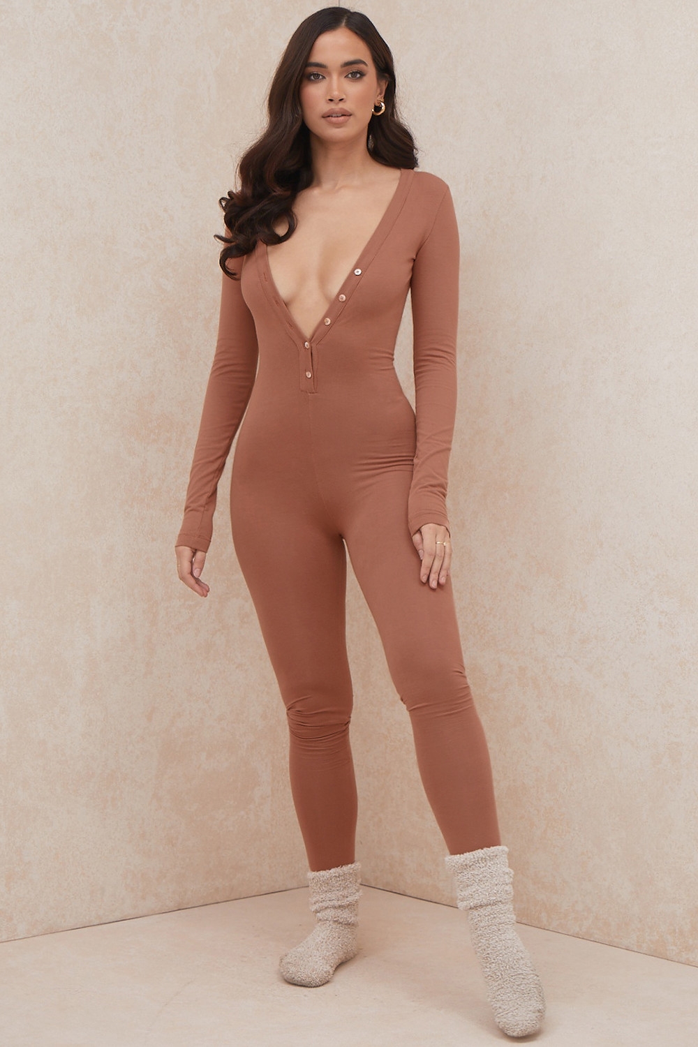 Norah, Camel Jersey Jumpsuit - SALE