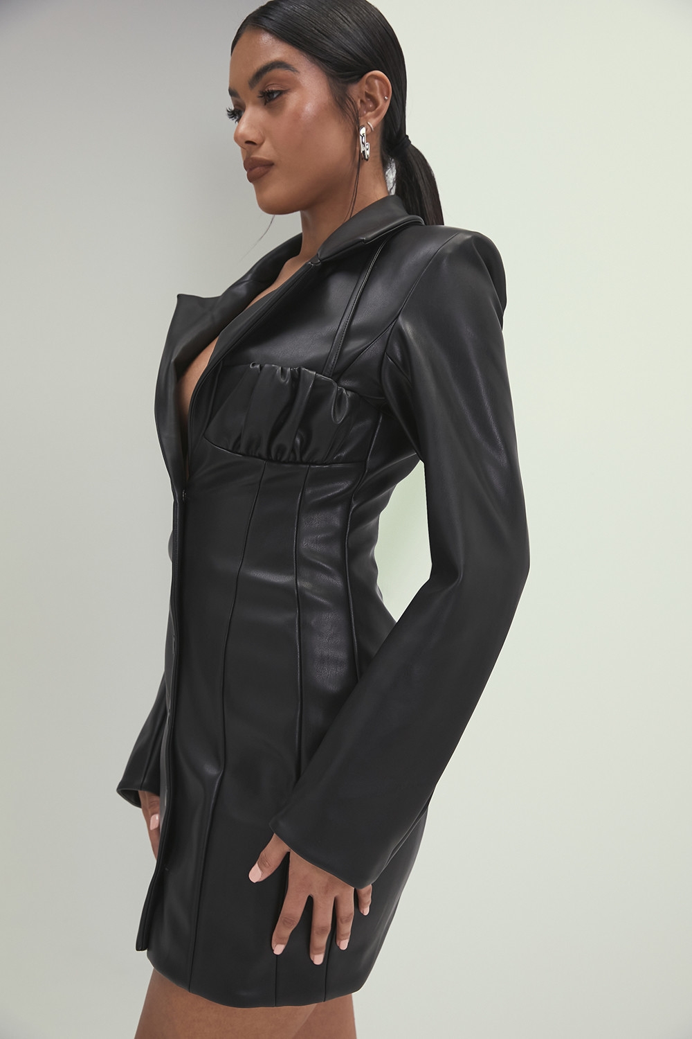 Bold MovesMistress Rocks Black Vegan Leather Blazer Dress - SALE