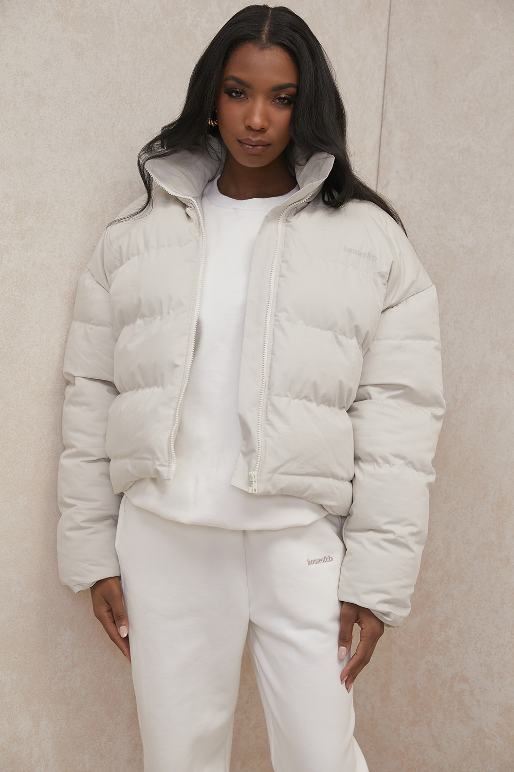 Hero, Ivory Oversized C Shape Puffer Jacket - SALE