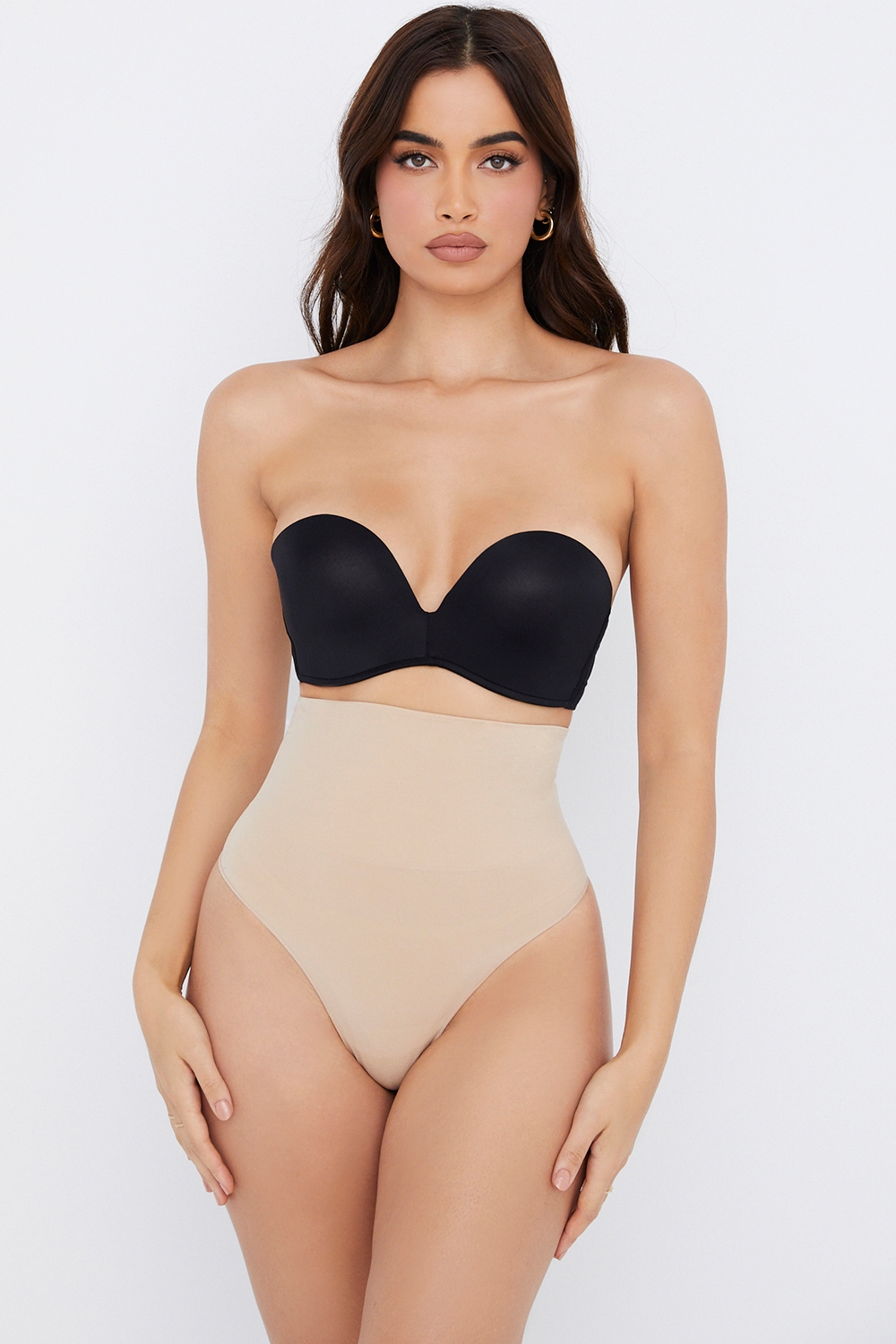 Sculpting High Waist Thong Almond,