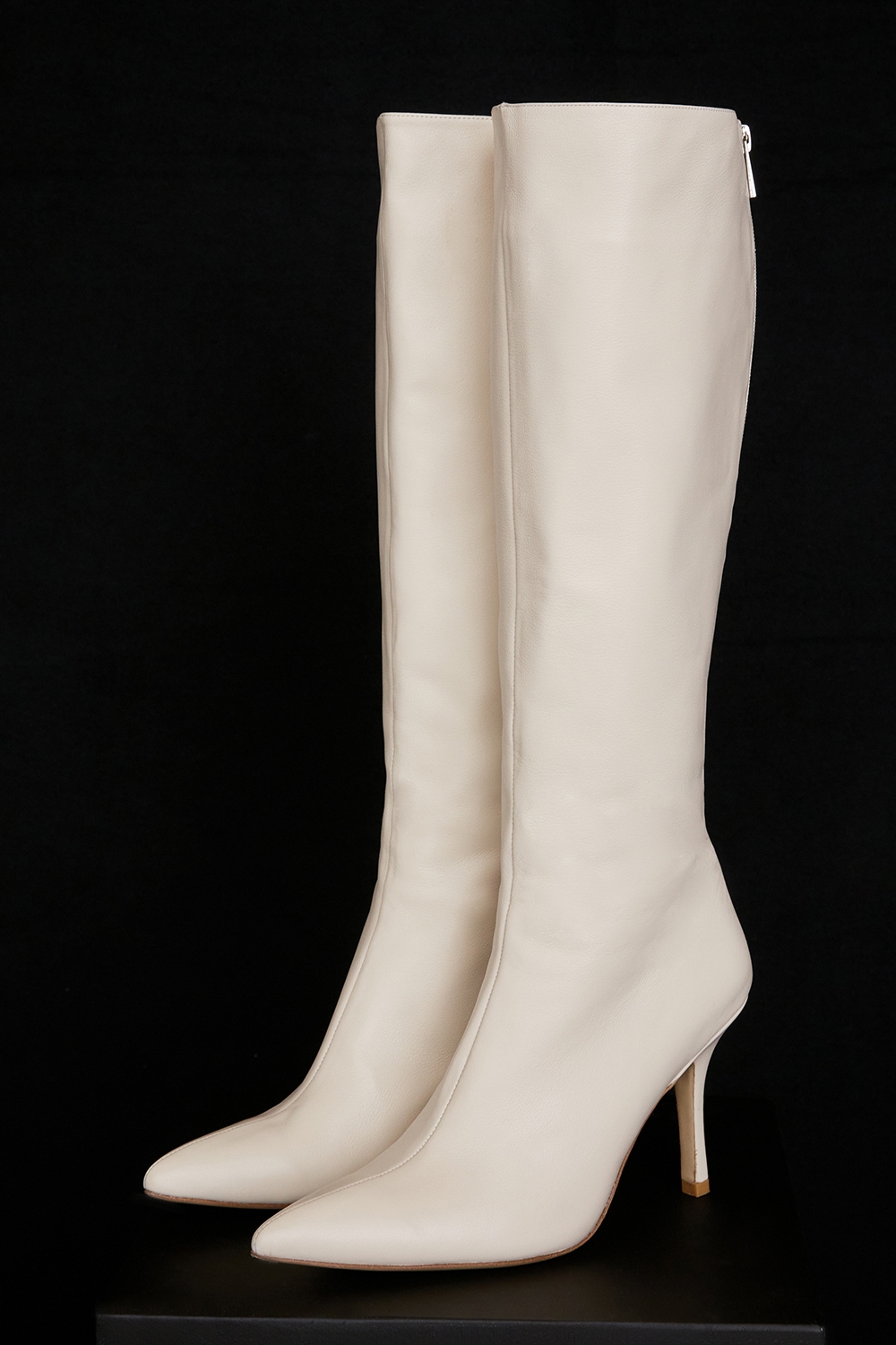 Royale, Cream Leather Knee High Boots