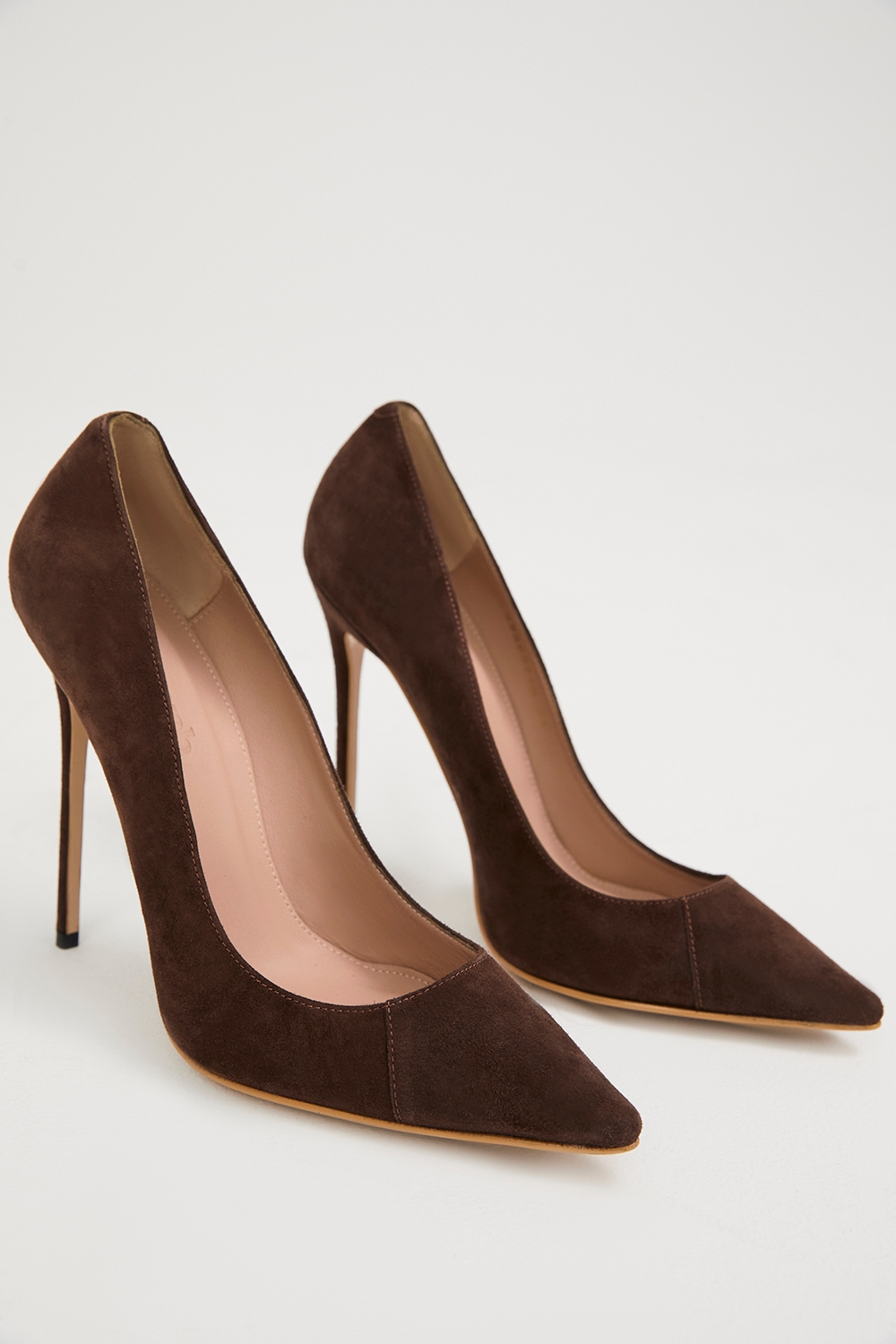 PARIS, 5" Chocolate Suede Pointy Toe Heels