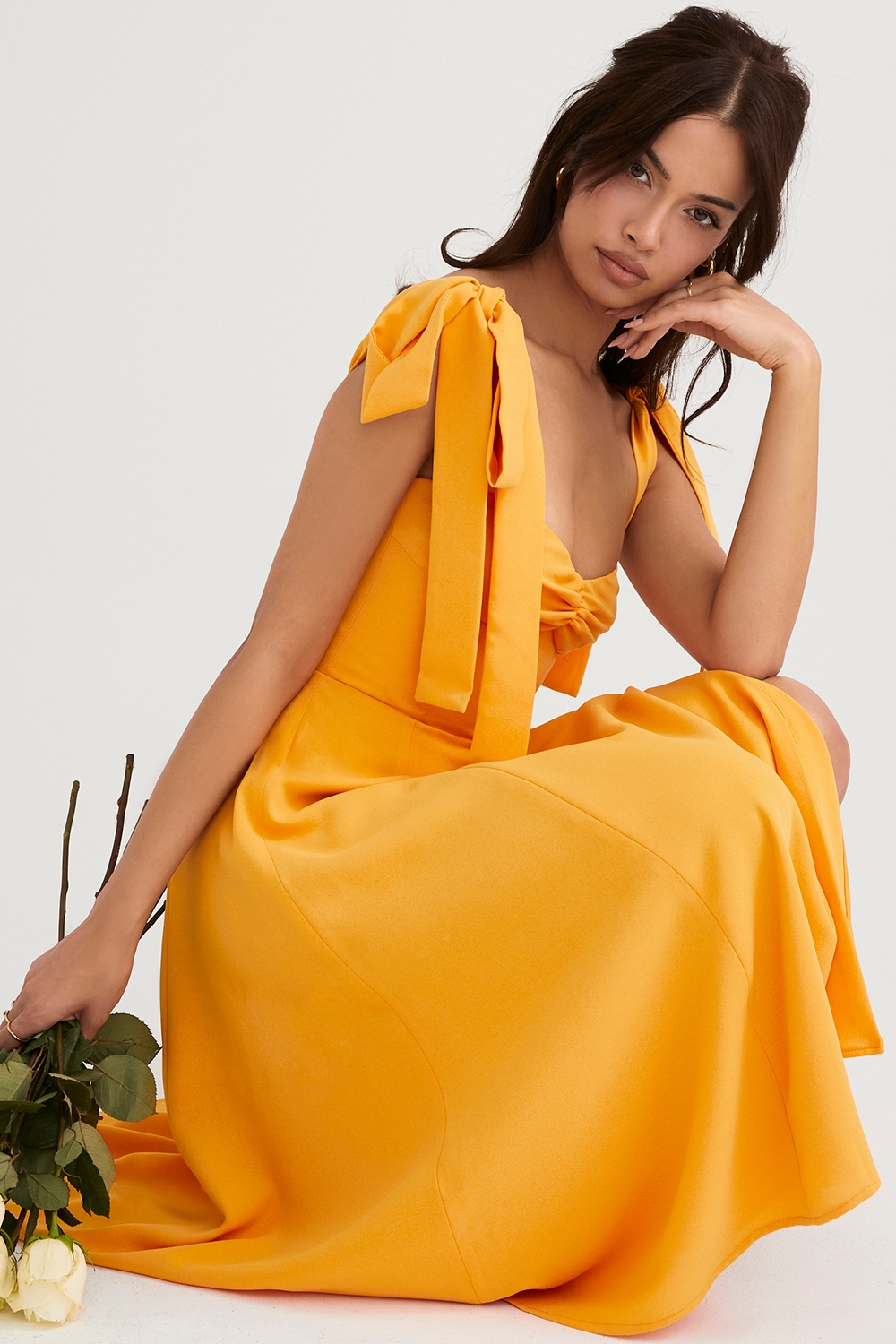 Alicia, Tangerine Midi Sundress - SALE